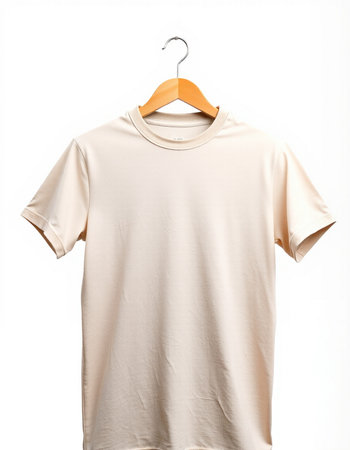 T-shirt on hanger isolated on white background. Clipping path included.の写真素材