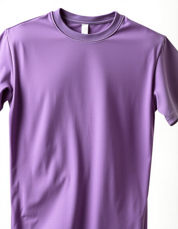Purple t-shirt on white background. Clipping path included.の写真素材