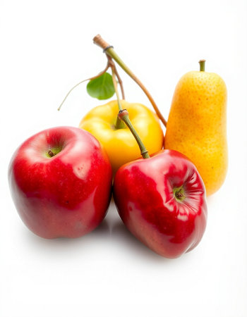 apples and pears isolated on a white background. studio shotの写真素材