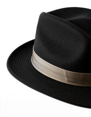 Black hat isolated on a white background. Close-up shot.の写真素材