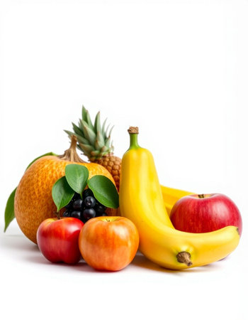 Fruits isolated on a white background. Healthy food, dieting concept