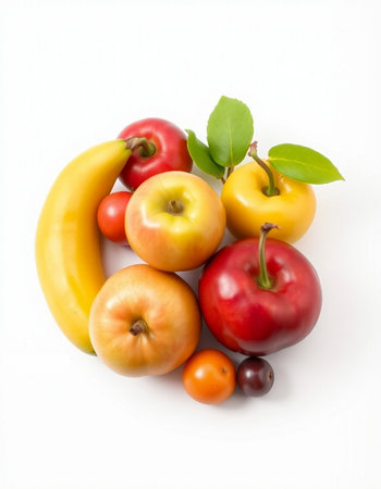 Fruits isolated on a white background. Healthy food and vitamins.の写真素材