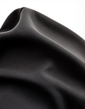 Black satin fabric close-up. Texture. Background. Template.の写真素材