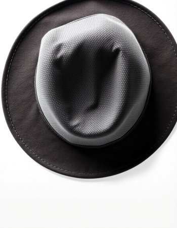 Black hat isolated on white background. Top view. Flat lay.の写真素材