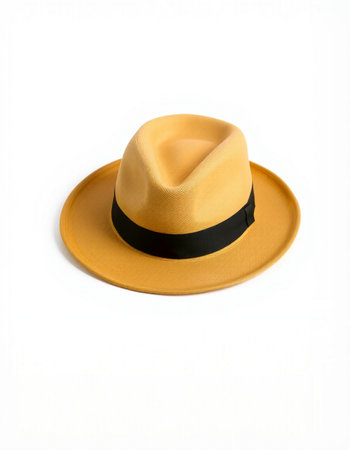 Yellow hat isolated on white background with clipping path. Stylish summer hat.の写真素材