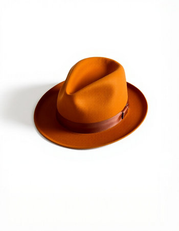Orange hat isolated on white background with clipping path. Top view.の写真素材