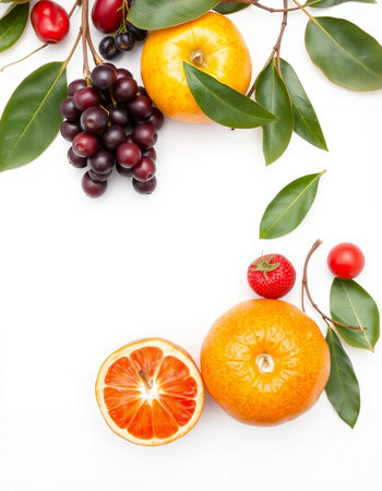 Fresh fruits isolated on white background with copy space for your text.の写真素材