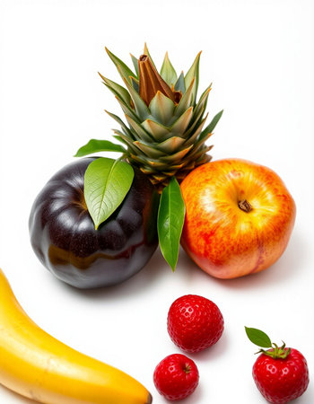 Fruits isolated on a white background. Healthy food and diet concept.の写真素材
