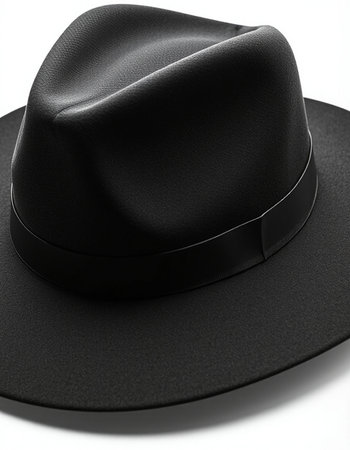 Black hat on a white background. 3d rendering. Close-up.の写真素材