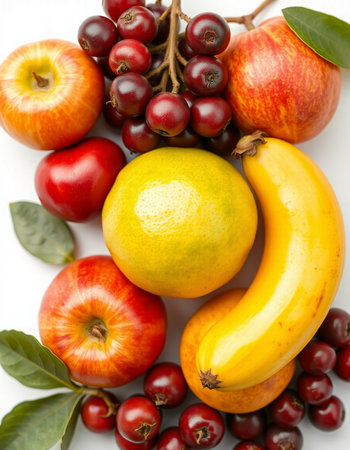 Fruits isolated on a white background. Clipping path included.