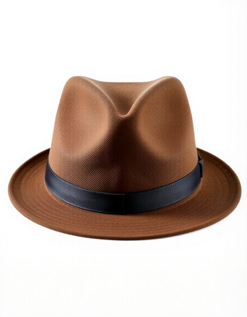 Brown hat isolated on white background. Clipping path included in file.の写真素材