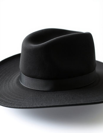 Black hat isolated on white background. Clipping path included in file.の写真素材