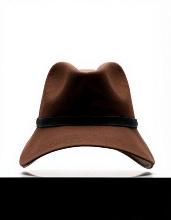 Brown hat isolated on white background. Fashionable men's hat.の写真素材