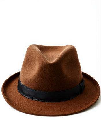 Brown cowboy hat isolated on white background with clipping path and shadow.の写真素材