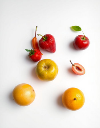 Fruits on a white background. The concept of healthy eating.の写真素材