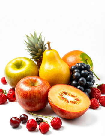 Fruits on a white background. Healthy food. Isolated.の写真素材