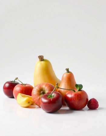Fruits on a white background. Healthy food concept.