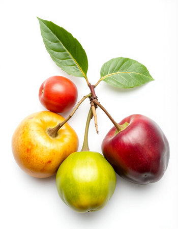Variety of fruits on a white background, studio shot, isolatedの写真素材