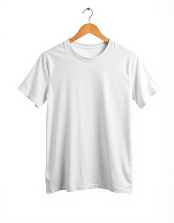 White t-shirt on a hanger isolated on a white background