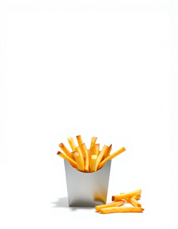 French fries isolated on a white background. Fast foodfood.