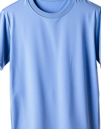 Blue T-shirt isolated on white background. Clipping path included.の写真素材
