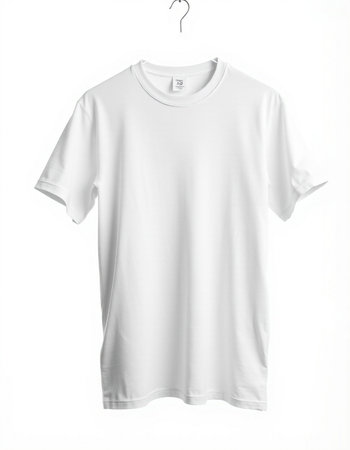 White t-shirt on a hanger isolated on a white background