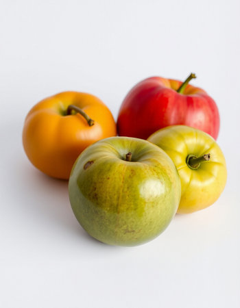 Red, yellow and green apples on a white background. Isolatedの写真素材