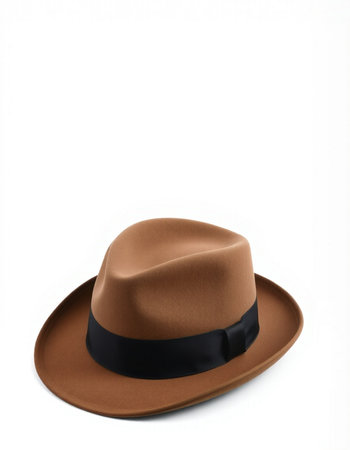 Brown hat isolated on white background. 3d illustration. Top view.の写真素材