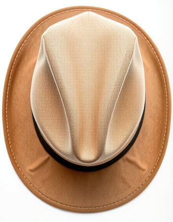 brown hat isolated on a white background. top view. flat layの写真素材
