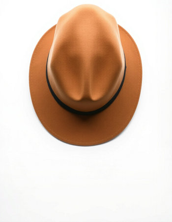 Brown hat isolated on white background with clipping path, top view.の写真素材