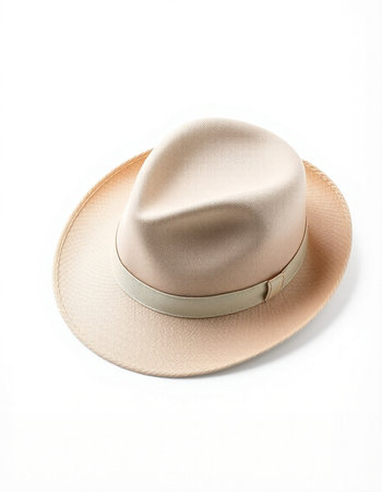 Beige hat isolated on a white background. Men's hat.の写真素材