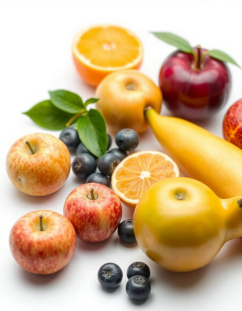 Fresh fruits on a white background. Fruits on a white background.の写真素材