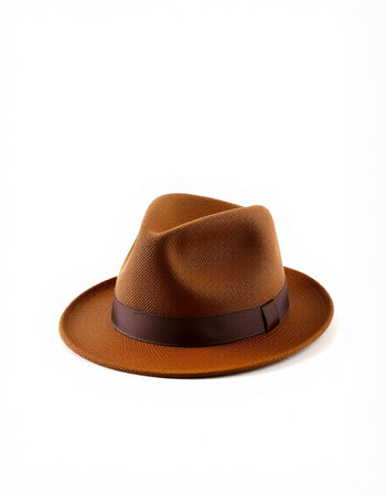 Brown hat isolated on white background. Clipping path included for easy extraction.の写真素材