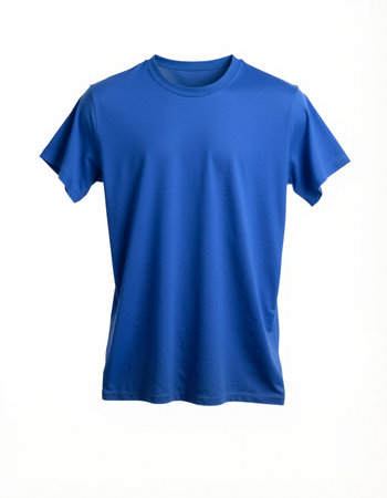 blue t-shirt isolated on the white background with clipping path.の写真素材