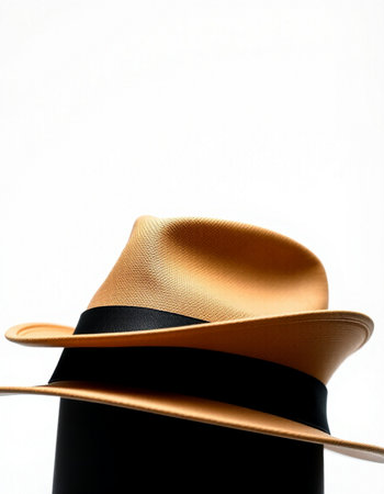 Close up of a hat on a white background with copy space.の写真素材