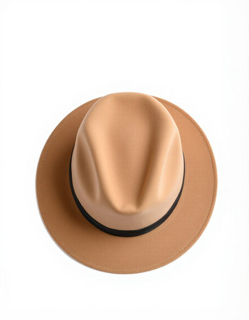 Brown hat isolated on white background. Clipping path included for easy extraction.の写真素材