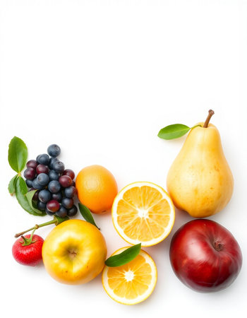 Fruits isolated on white background with copy space for your text.の写真素材