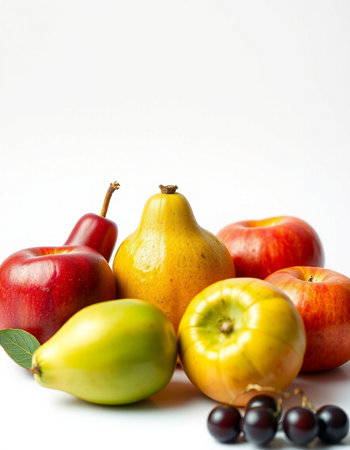 Fruits isolated on a white background. Pears, apples, pears and grapesの写真素材