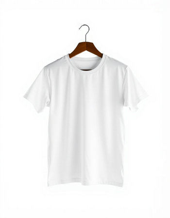 White t-shirt on a hanger isolated on a white background