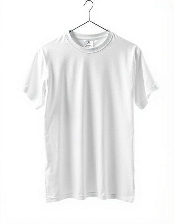 White t-shirt on a hanger isolated on a white background