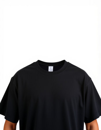 Black t-shirt isolated on a white background. Front view.の写真素材