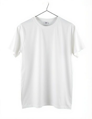 White t-shirt on a hanger isolated on a white background