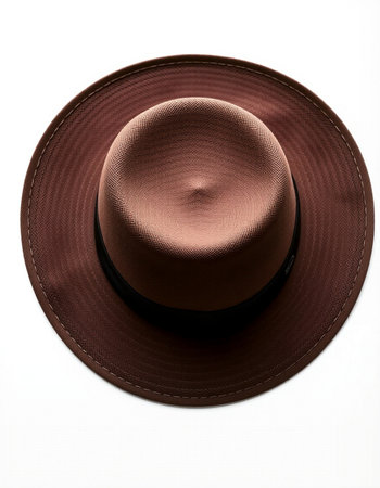 Brown hat isolated on white background with clipping path. Top view.の写真素材
