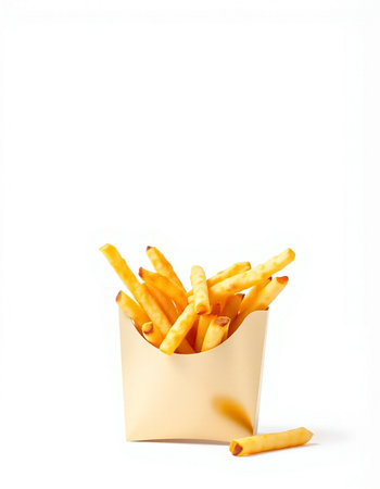 Golden French fries isolated on white background with clipping path. Fast food concept.