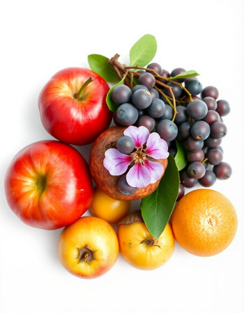 Fruits and vegetables isolated on a white background. Healthy food.の写真素材