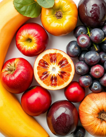 Fruits and Vegetables on a white background. Healthy food.の写真素材
