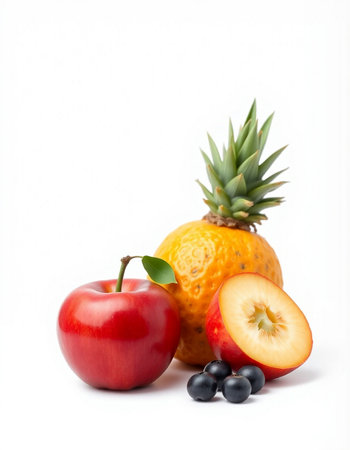 Fruits isolated on a white background. Healthy food and nutrition.の写真素材
