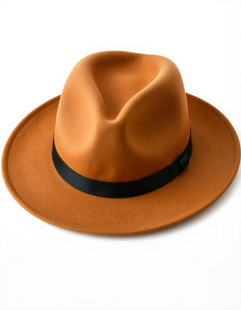 Brown hat isolated on white background. Clipping path included for easy extraction.の写真素材