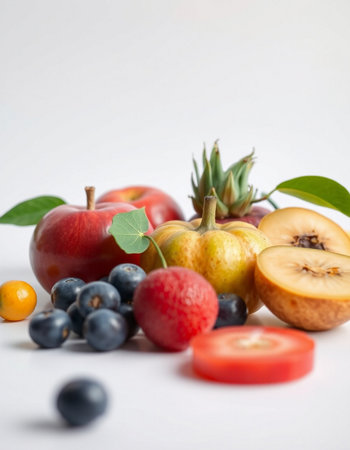Fruits and vegetables on a white background. Selective focus.の写真素材