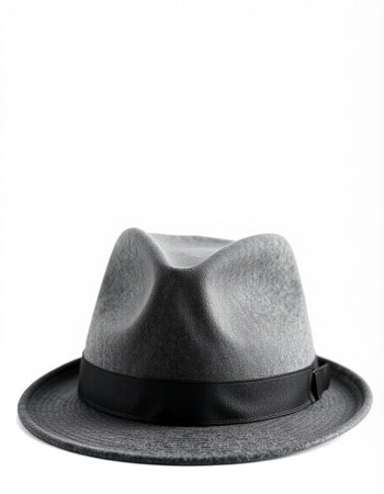 Black hat isolated on white background. Fashionable men's hat.の写真素材